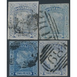 AUSTRALIA / NSW - 1851 2d blue Laureates, the four listed shades, used – SG # 52-55