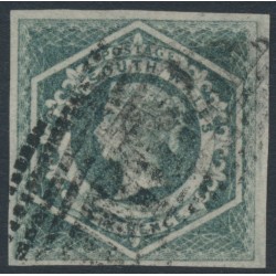 AUSTRALIA / NSW - 1854 6d deep slate Diadem, imperforate, ‘6’ watermark, used – SG # 89