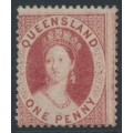 AUSTRALIA / QLD - 1861 1d carmine-rose QV Chalon, perf. 14, small star watermark, MNG – SG # 12