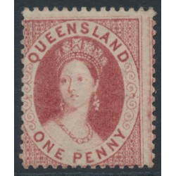 AUSTRALIA / QLD - 1861 1d carmine-rose QV Chalon, perf. 14, small star watermark, MNG – SG # 12