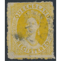 AUSTRALIA / QLD - 1861 6d yellow QV Chalon, perf. 14-16, small star watermark, used – SG # 20