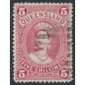 AUSTRALIA / QLD - 1907 5/- carmine Large Chalon, crown A watermark, used – SG # 310
