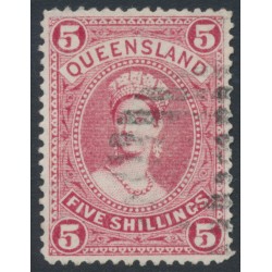 AUSTRALIA / QLD - 1907 5/- carmine Large Chalon, crown A watermark, used – SG # 310