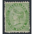 AUSTRALIA / QLD - 1879 6d yellow-green QV side-face, MH – SG # 143