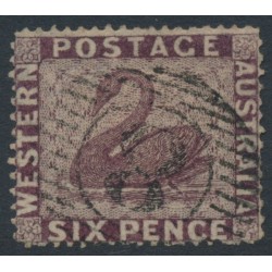 AUSTRALIA / WA - 1861 6d purple-brown Swan, perf. 15½:15½, swan watermark, used – SG # 42