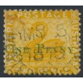 AUSTRALIA / WA - 1874 1d on 2d yellow Swan, reversed watermark, used – SG # 67x