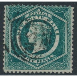 AUSTRALIA / NSW - 1870 5d dark bluish green Diadem, perf. 13:13, ‘5’ watermark, used – SG # 162a