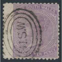 AUSTRALIA / NSW - 1867 10d lilac QV, perf. 13:13, ‘10’ watermark, used – SG # 205