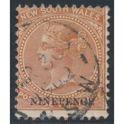 AUSTRALIA / NSW - 1897 9d on 10d pale red-brown QV, perf. 12:12, used – SG # 236db