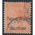 AUSTRALIA / NSW - 1891 12½d on 1/- red QV, perf. 12:12, used – SG # 268e