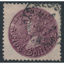 AUSTRALIA / NSW - 1897 5/- reddish purple Coin, perf. 11:11, used – SG # 297c