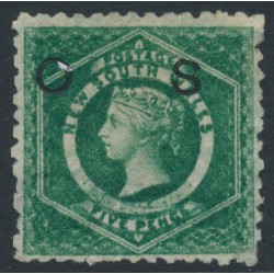 AUSTRALIA / NSW - 1884 5d green Diadem, perf. 10:10, o/p OS, MNG – SG # O7