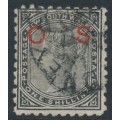 AUSTRALIA / NSW - 1882 1/- black QV, perf. 10:10, o/p OS, used – SG # O33