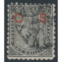 AUSTRALIA / NSW - 1882 1/- black QV, perf. 10:10, o/p OS, used – SG # O33