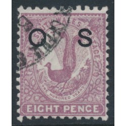 AUSTRALIA / NSW - 1890 8d lilac-rose Lyrebird, perf. 11:12, o/p OS, used – SG # O43