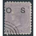 AUSTRALIA / NSW - 1895 10d lilac QV, perf. 10:10, o/p OS, CTO – SG # O18ac