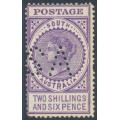 AUSTRALIA / SA - 1909 2/6 violet Long Tom, crown A wmk, SA perfin, MH – SG # 304