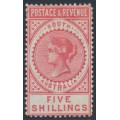 AUSTRALIA / SA - 1886 5/- rose-carmine Long Tom, MH – SG # 196ab