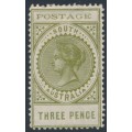 AUSTRALIA / SA - 1902 3d olive-green Long Tom, thin POSTAGE, MH – SG # 268