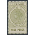 AUSTRALIA / SA - 1902 3d pale olive-green Long Tom, thin POSTAGE, MH – SG # 268