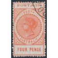 AUSTRALIA / SA - 1902 4d red-orange Long Tom, thin POSTAGE, CTO – SG # 269