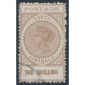 AUSTRALIA / SA - 1902 1/- pale brown Long Tom, thin POSTAGE, CTO – SG # 275