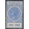 AUSTRALIA / SA - 1906 8d blue Long Tom, thick POSTAGE, crown SA wmk, MH – SG # 285