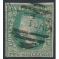 AUSTRALIA / VIC - 1854 2/- dull bluish green QV, imperf., used – SG # 35