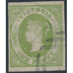 AUSTRALIA / VIC - 1857 1d yellow-green Emblems, star watermark, used – SG # 41