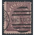 AUSTRALIA / VIC - 1866 10d dull purple on pink QV, perf. 12:13, '10' watermark, used – SG # 123a