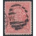 AUSTRALIA / VIC - 1897 5/- rose-carmine Stamp Duty, perf. 12½, used – SG # 347a