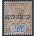 AUSTRALIA / TAS - 1892 2/6 brown/blue QV Tablet, o/p SPECIMEN, MH – SG # 222s