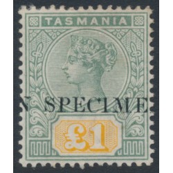 AUSTRALIA / TAS - 1897 £1 green/yellow QV Tablet, o/p SPECIMEN, MH – SG # 225s