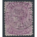 AUSTRALIA / TAS - 1871 5/- mauve Diadem, TAS watermark, perf. 11½, used – SG # 149b