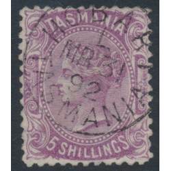 AUSTRALIA / TAS - 1871 5/- mauve Diadem, TAS watermark, perf. 11½, used – SG # 149b