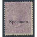 AUSTRALIA / NSW - 1870 10d lilac Diadem, perf. 13:13, o/p SPECIMEN, MH – SG # 205s