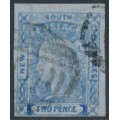 AUSTRALIA / NSW - 1851 2d chalky blue Laureates, imperf., no watermark, used – SG # 53