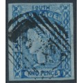 AUSTRALIA / NSW - 1851 2d Prussian blue Laureates, imperf., no watermark, used – SG # 57