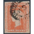 AUSTRALIA / NSW - 1856 1d orange-vermilion Diadem, imperf., ‘1’ watermark, used – SG # 107