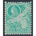 AUSTRALIA / NSW - 1898 6d emerald-green QV, perf. 12:12, MH – SG # 297fb