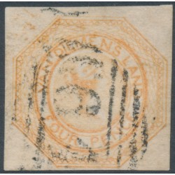 AUSTRALIA / TAS - 1854 4d dull orange Courier, plate II, used – SG # 11