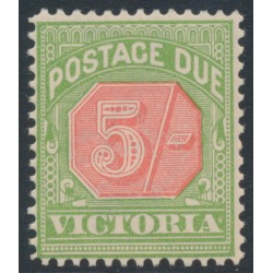 AUSTRALIA / VIC - 1895 5/- pale red/yellow-green Postage Due, MNH – SG # D20