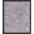 AUSTRALIA / WA - 1879 6d lilac Telegraph Stamp, MH – SG # T2