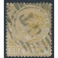 AUSTRALIA / WA - 1879 1d bistre Telegraph Stamp, perf. 14, postally used – SG # T1