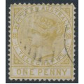 AUSTRALIA / WA - 1879 1d bistre Telegraph Stamp, perf. 14, postally used – SG # T1