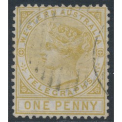 AUSTRALIA / WA - 1879 1d bistre Telegraph Stamp, perf. 14, postally used – SG # T1