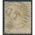 AUSTRALIA / WA - 1879 1d bistre Telegraph Stamp, perf. 14, postally used – SG # T1