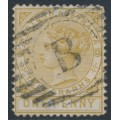 AUSTRALIA / WA - 1879 1d bistre Telegraph Stamp, perf. 14, postally used – SG # T1