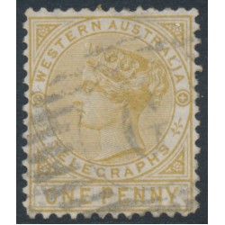 AUSTRALIA / WA - 1879 1d bistre Telegraph Stamp, perf. 12½, postally used – SG # T1a