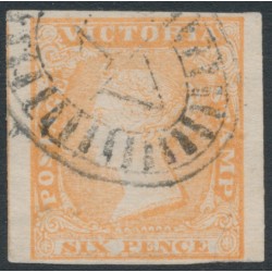 AUSTRALIA / VIC - 1854 6d dull orange QV woodblock, imperf., used – SG # 32a